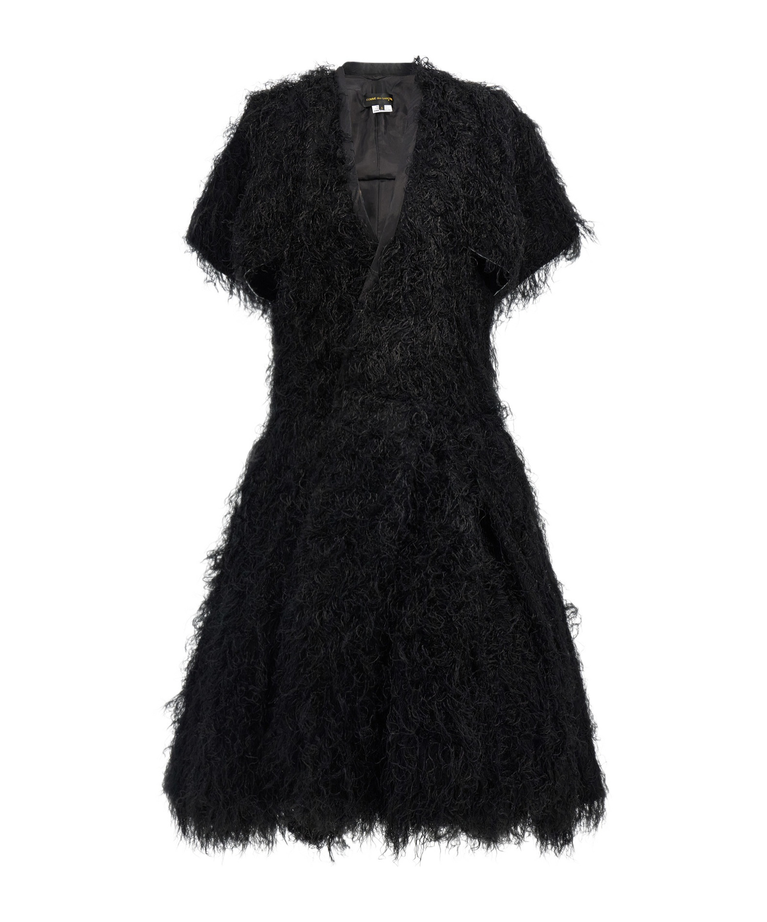Shop Comme Des Garçons Faux-fur Midi Dress In Black