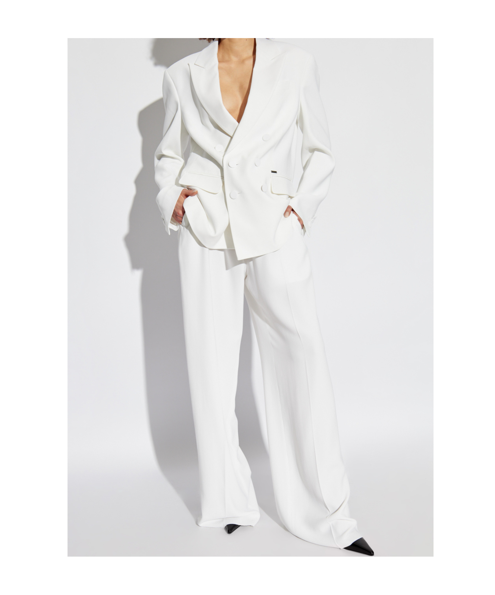 Dsquared2 High-waist Wide-leg Trousers In White