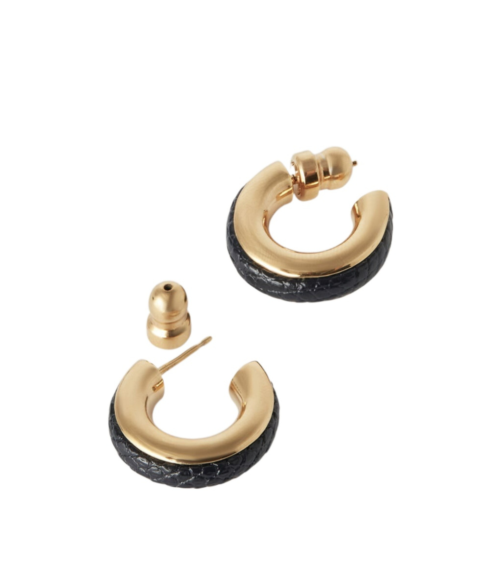 Loro Piana Double Ring Earrings In Navy Blue/sun Gold