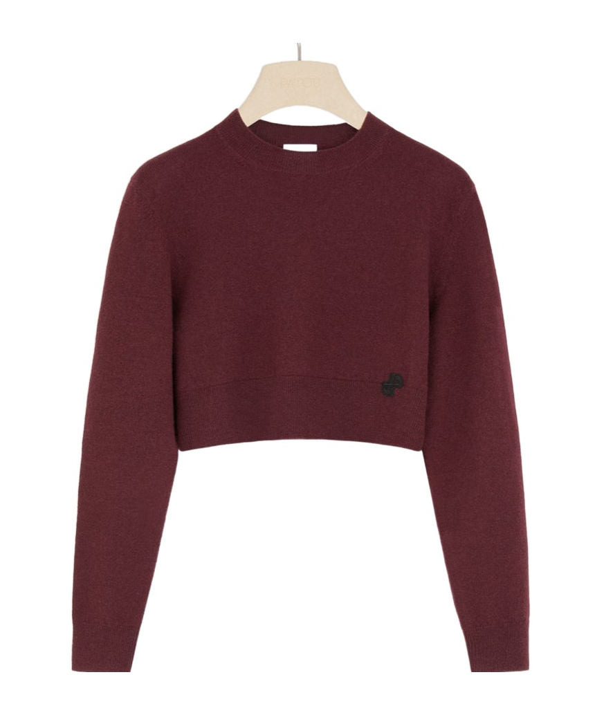 Patou Cropped Jumper In Sustainable Wool And Cashmere In Red