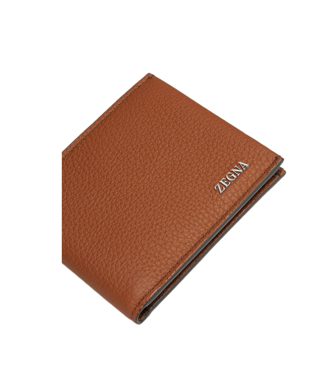 Zegna Logo-plaque Leather Wallet In Brown