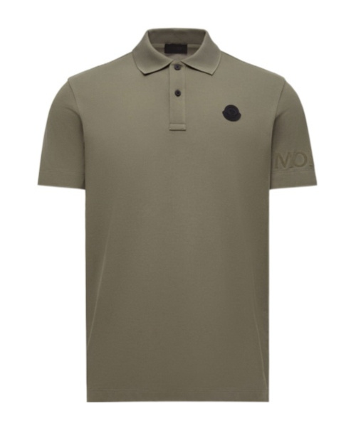 Moncler Logo Cotton Piquet Polo Shirt In Green