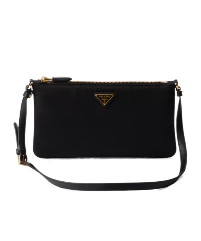 Prada Triangle-logo Shoulder Bag In Black