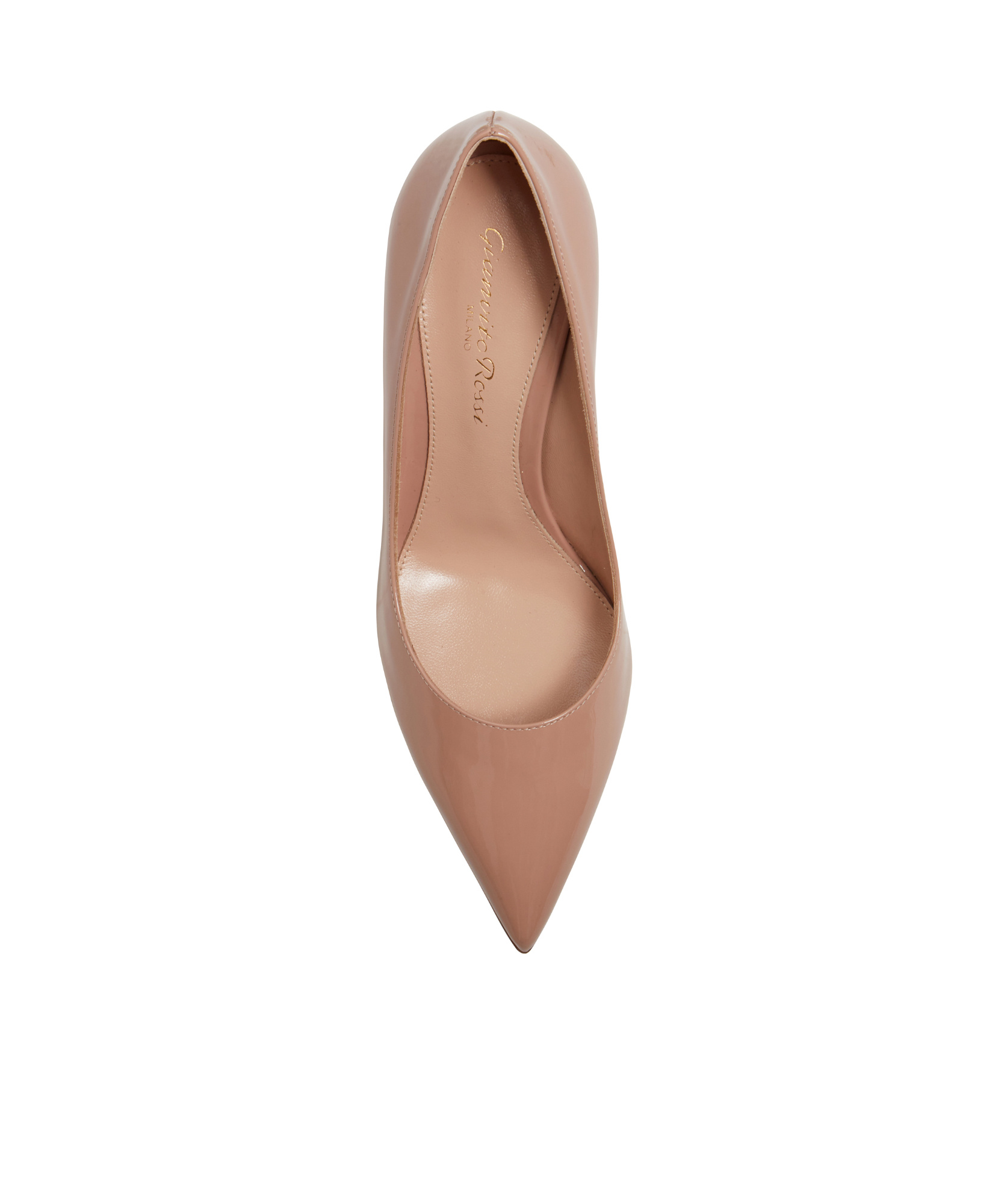 Gianvito Rossi Polished-finish Pointed-toe Pumps In Nude