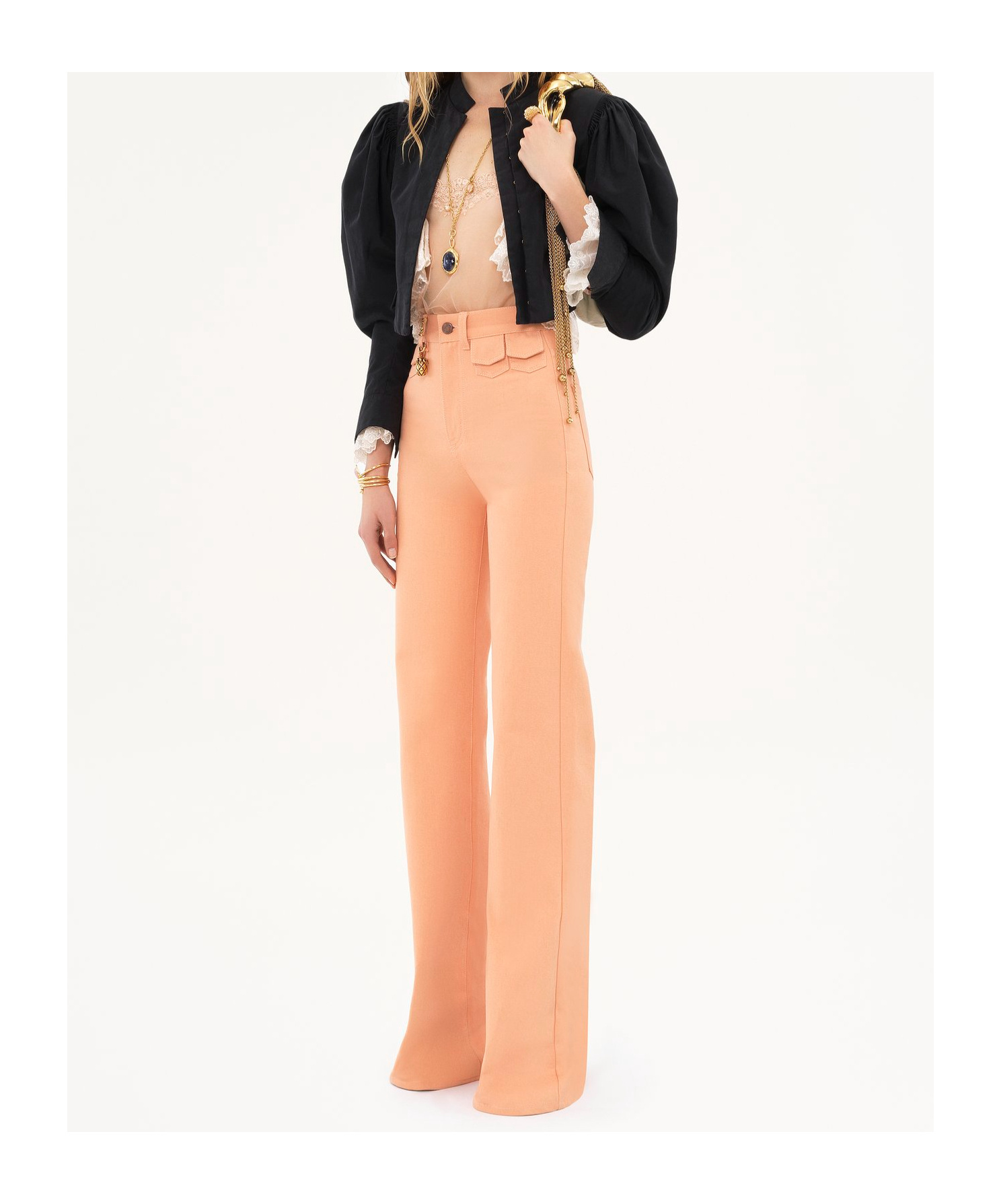 Shop Chloé Balloon-sleeve Cropped Jacket In Black