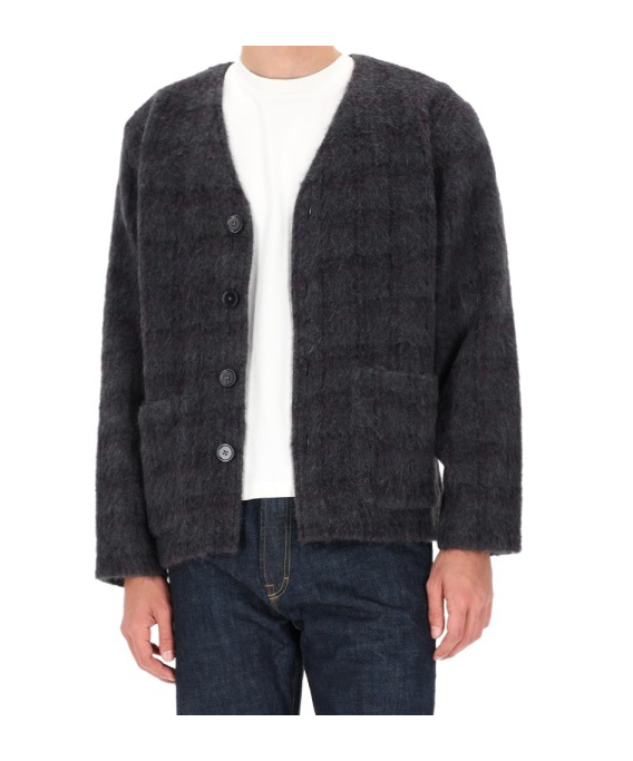 Our Legacy Textured Knit V Neck Sweater Front Pockets In Black