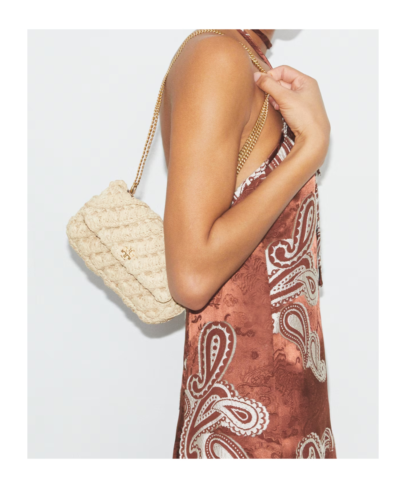 Tory Burch Kira Woven Raffia Convertible Shoulder Bag In Neutral