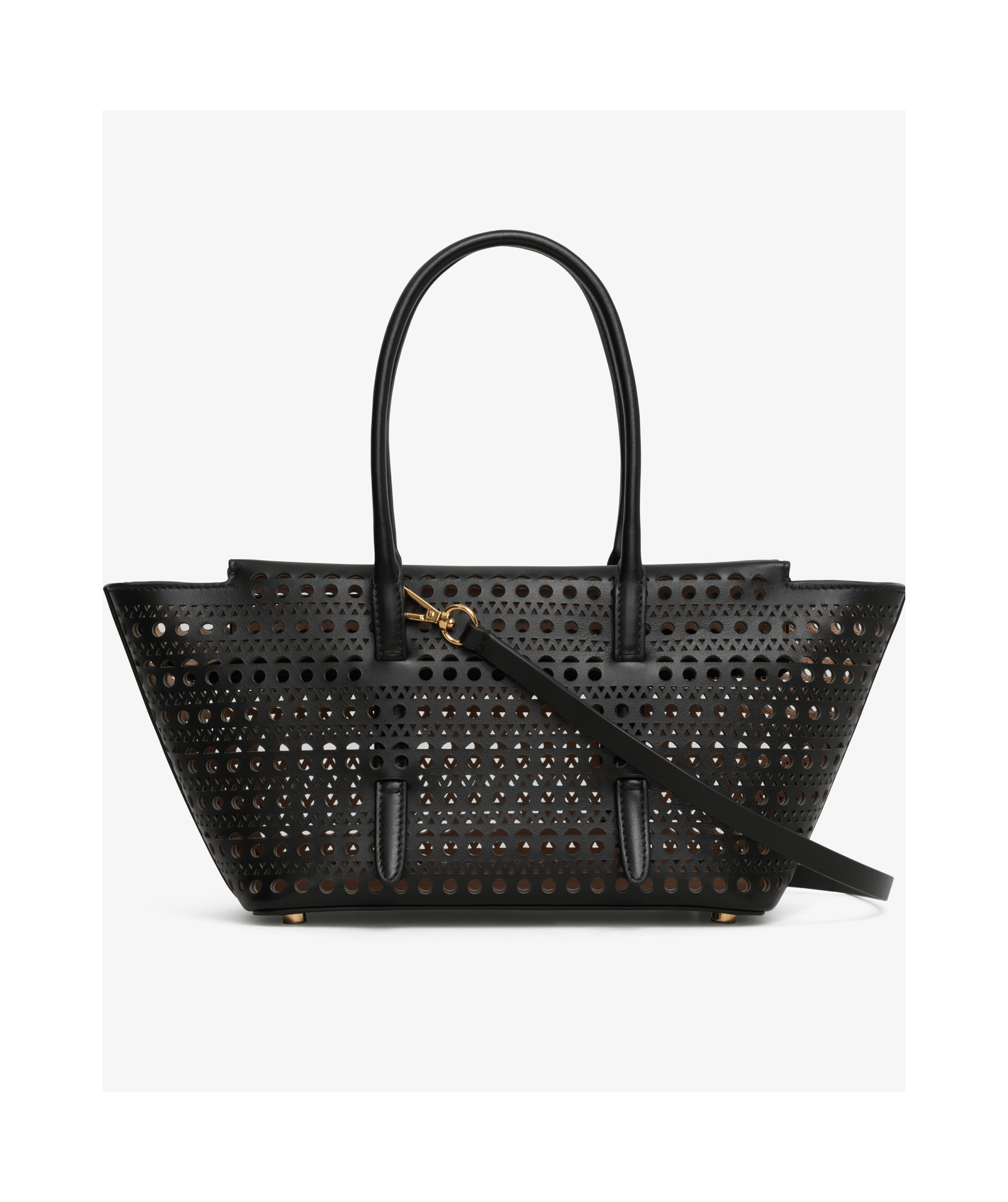 Alaïa Neo Mina 20 Perforated Top-handle Bag In Leather In Black