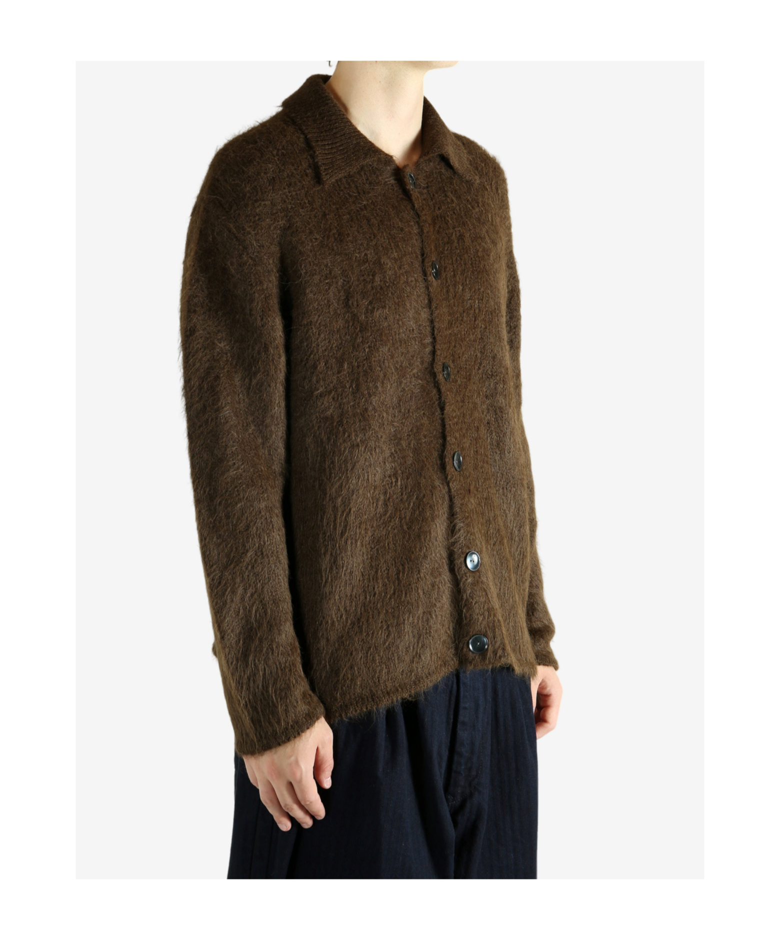 The Elder Statesman Thistle Brushed Alpaca-blend Cardigan In Brown