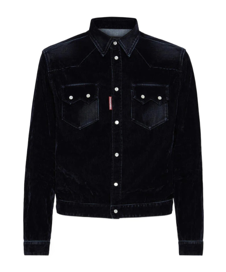 Dsquared2 Denim Jacket With Flocked Detailing In Black
