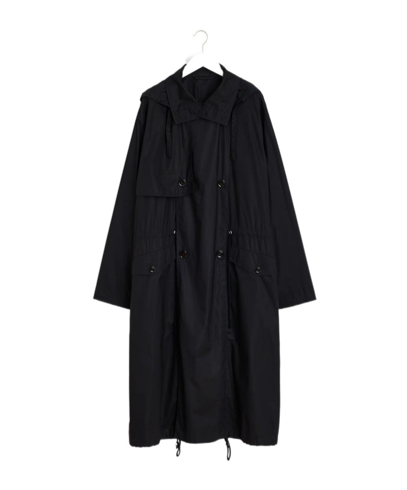 Lemaire Wool Coat In Black