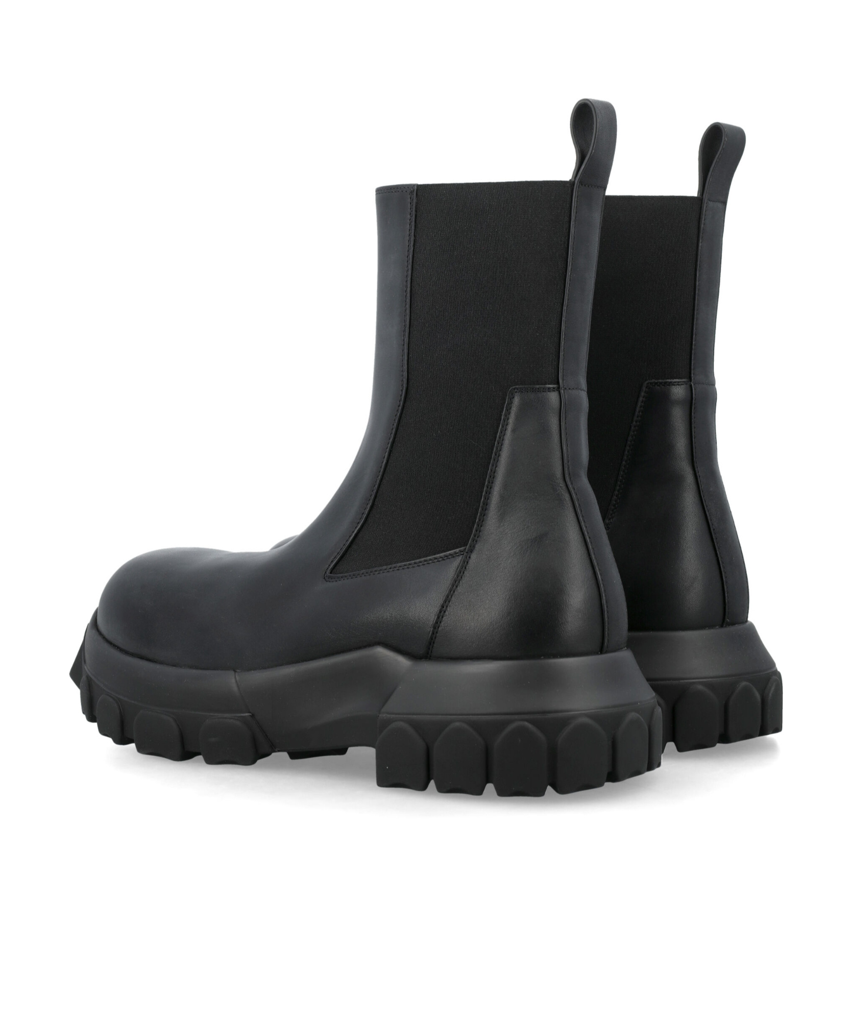 Rick Owens Black Concordians Beatle Bozo Tractor Chelsea Boots In Black