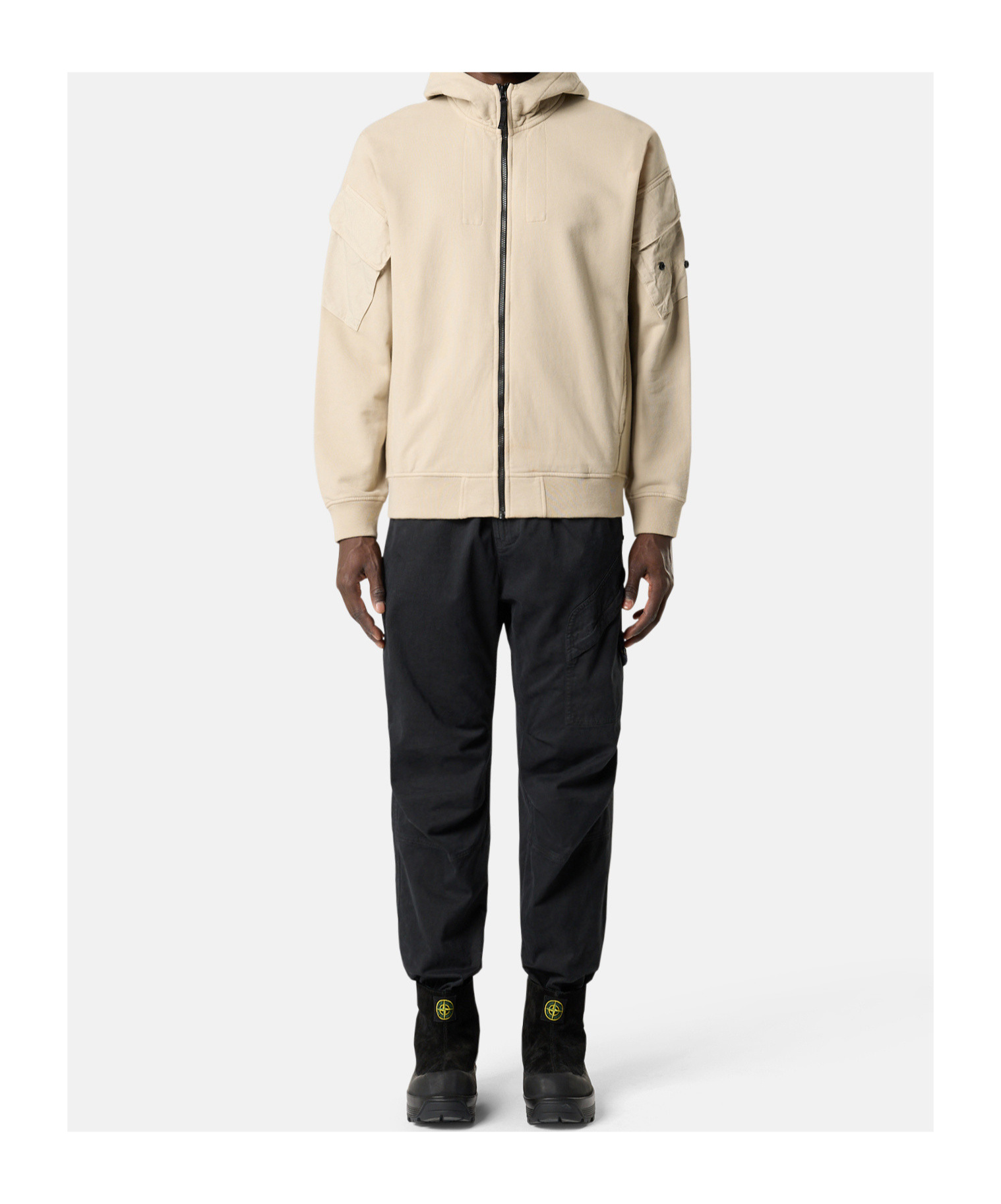 Stone Island Loose-fit Jogger Trousers With Snap And Zip Pockets In Black