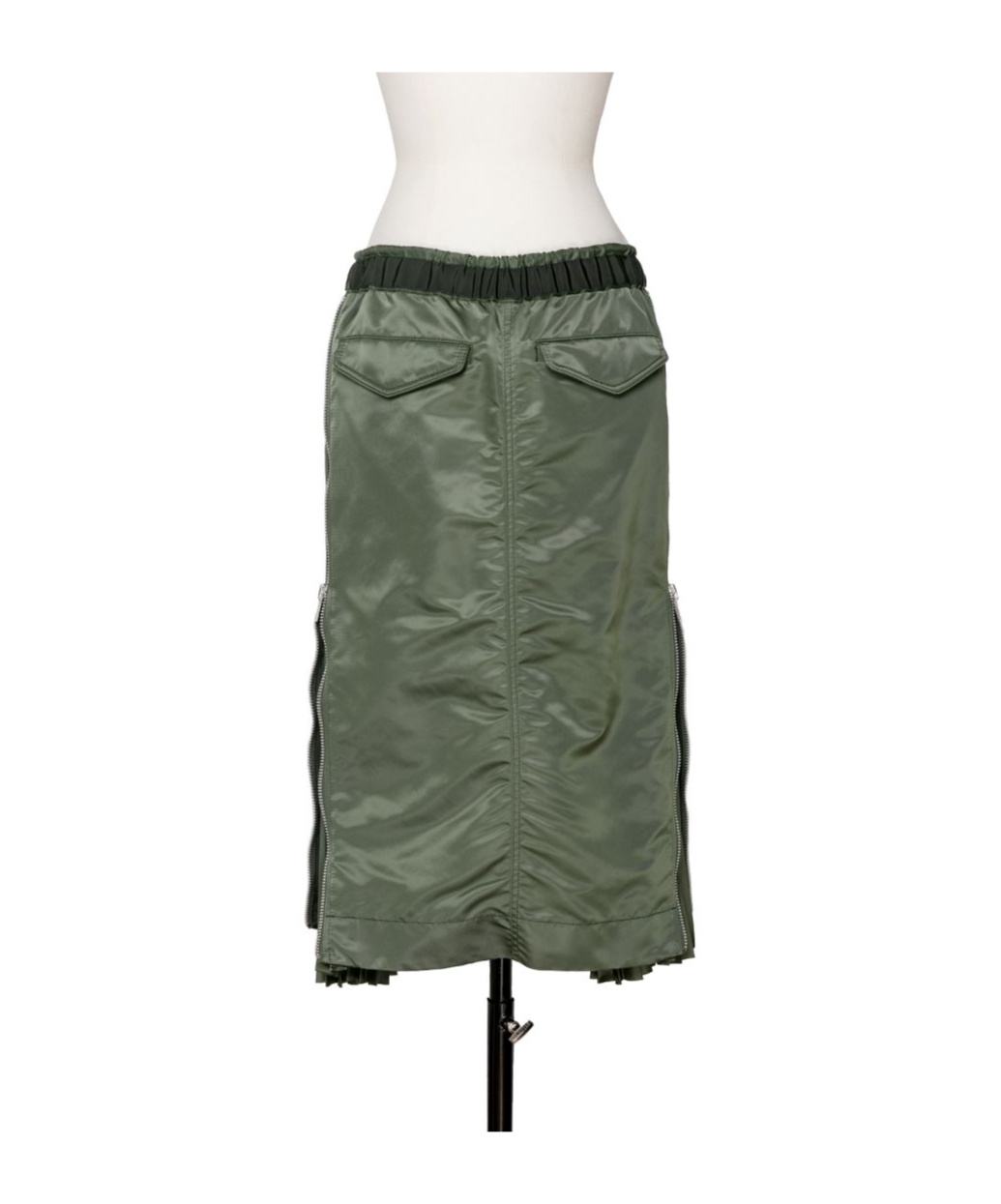 Sacai Elasticated Waist Drawstring Skirt In Green