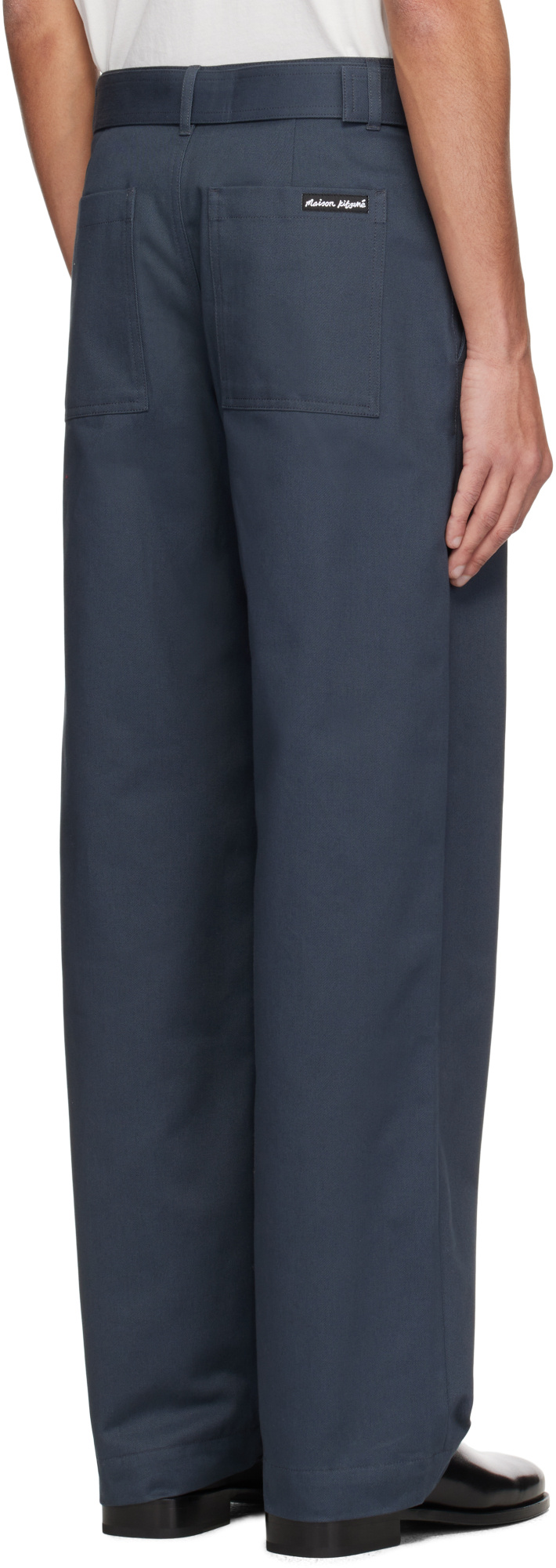 Maison Kitsuné Belted Pants In Slate Gray