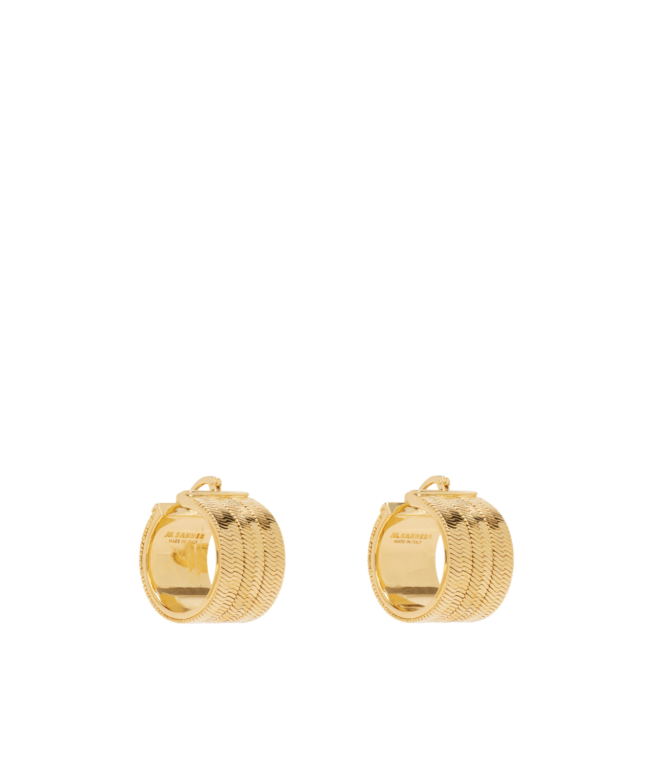 Jil Sander Gold Textured 3 Hoop Earrings In Gold