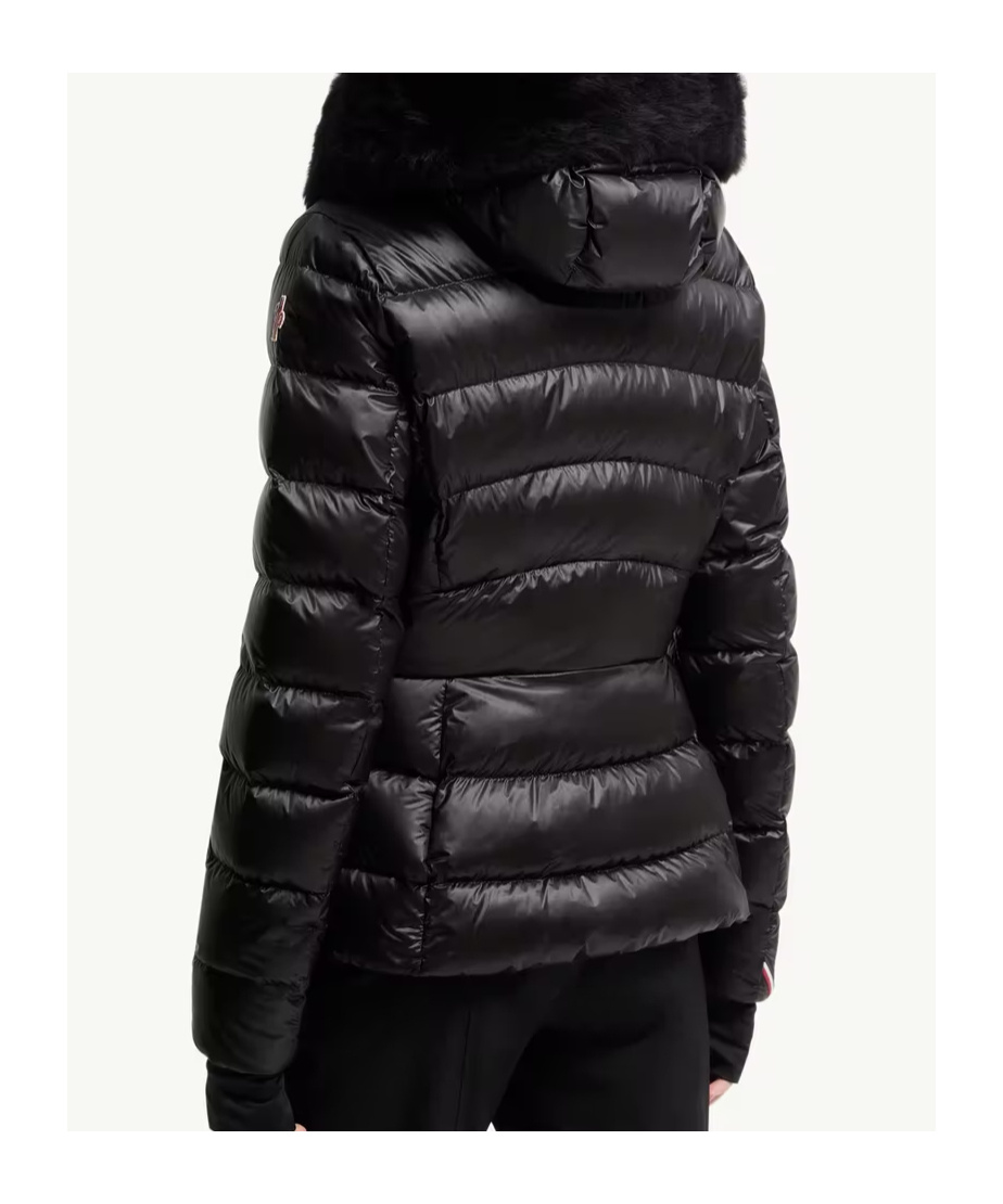 Moncler Armoniques Hooded Shearling-trimmed Down Ski Jacket In Black