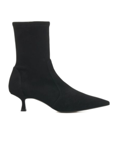 Stuart Weitzman Naomi Stretch Suede Ankle Booties In Black