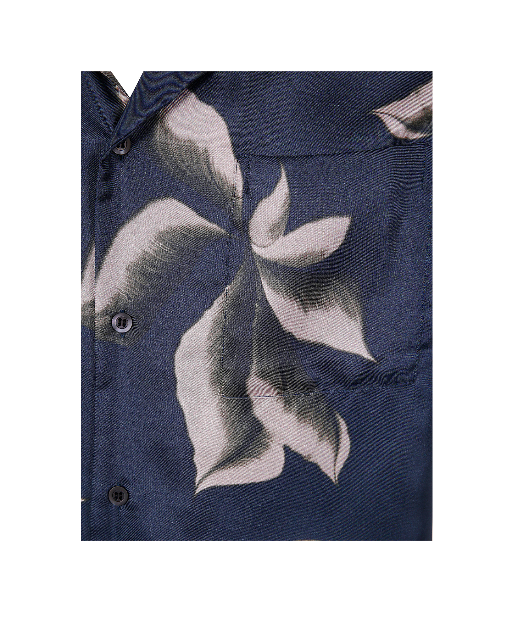Dries Van Noten Silk Shirt With Floral Pattern And Camp Collar In Gray