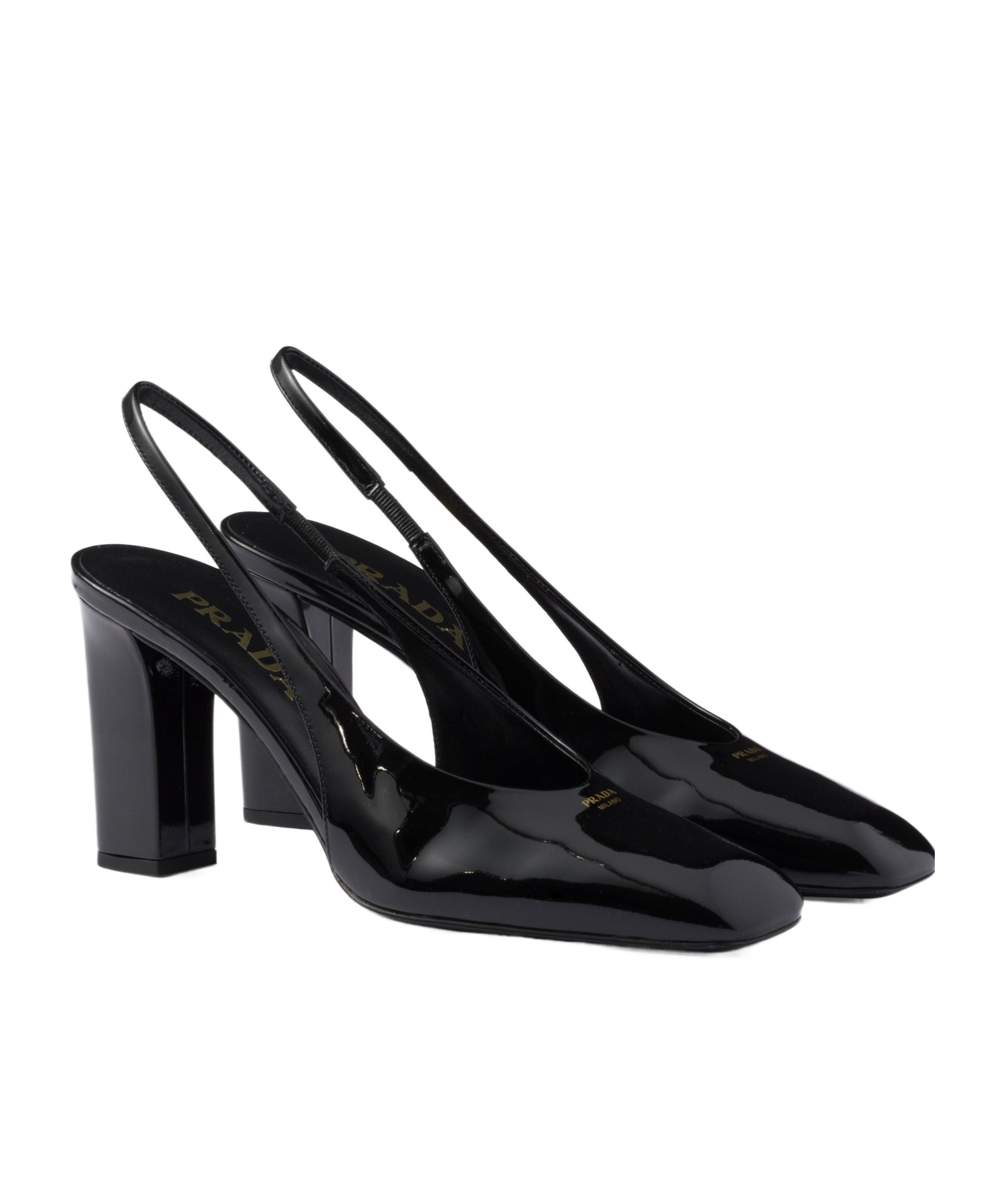 PRADA PATENT LEATHER SLINGBACK PUMPS