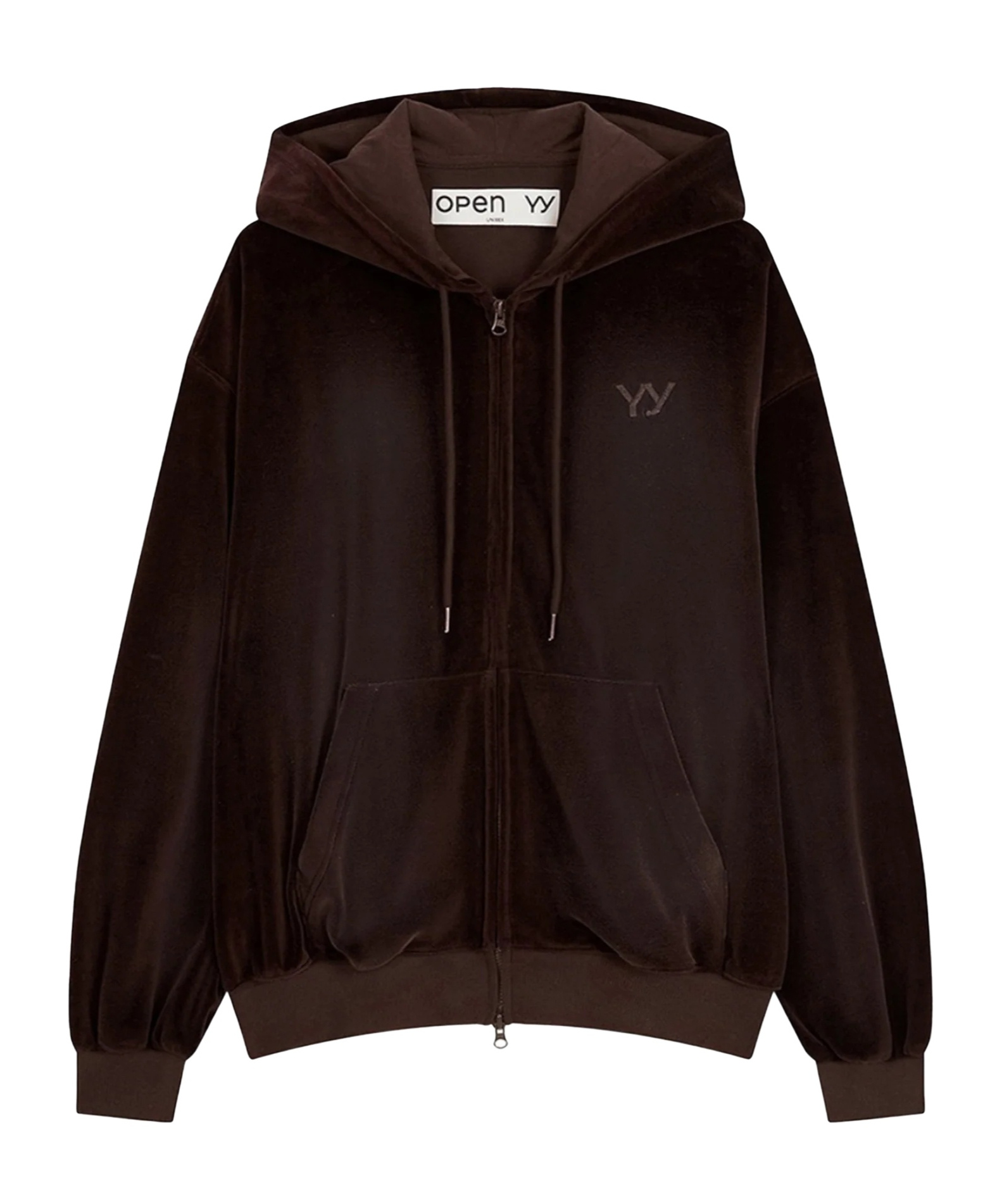 Open Yy Velour Box Hoodie In Brown