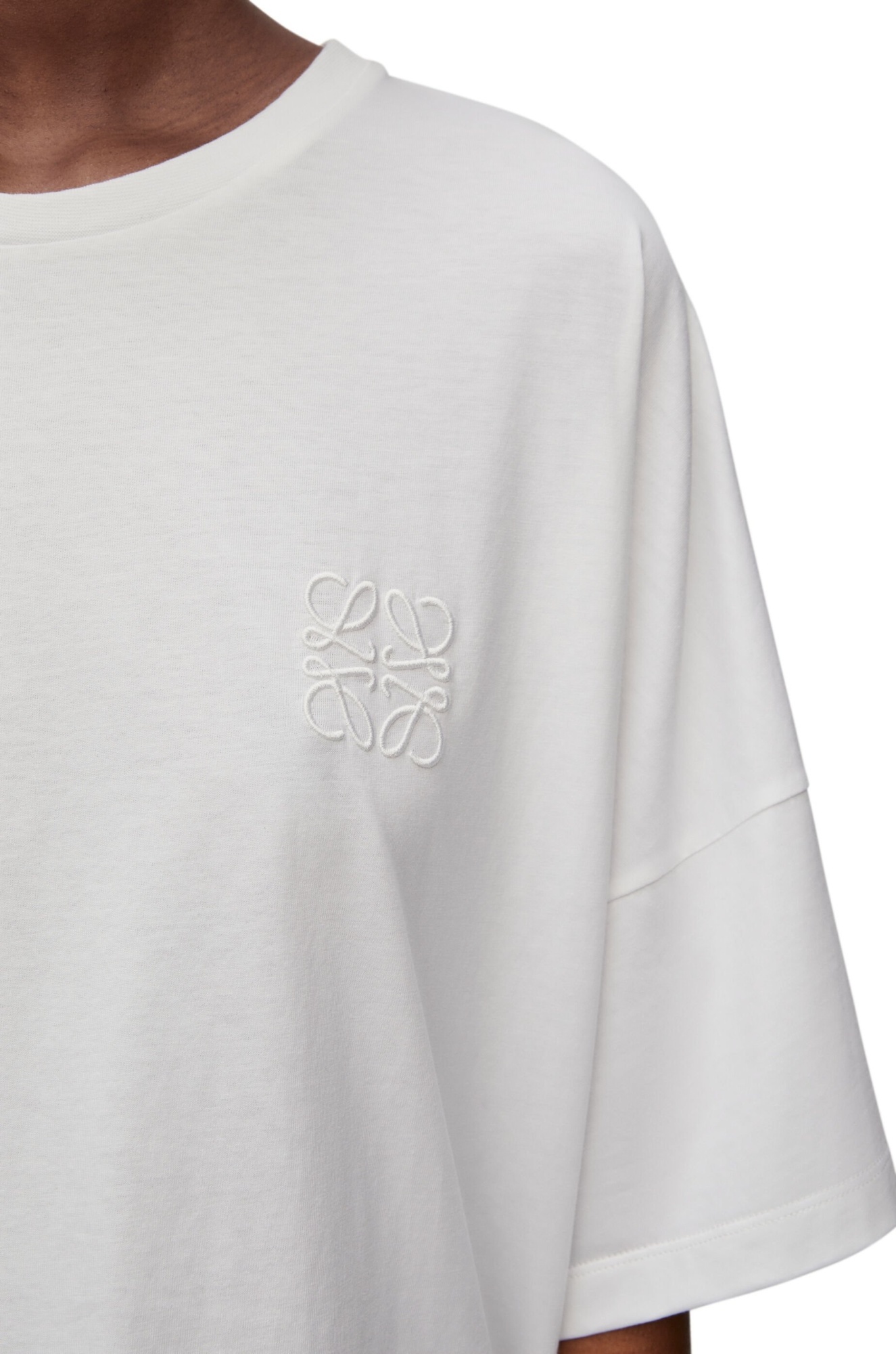 Loewe Short Oversize Anagram T-shirt In Cotton In White