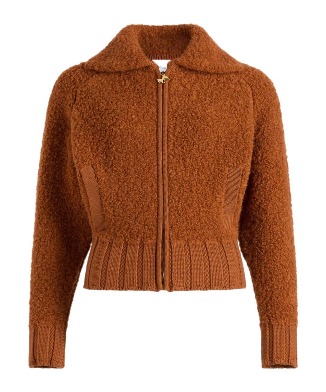 Patou Textured Jacket With Ribbed Cuffs And Hem In Brown