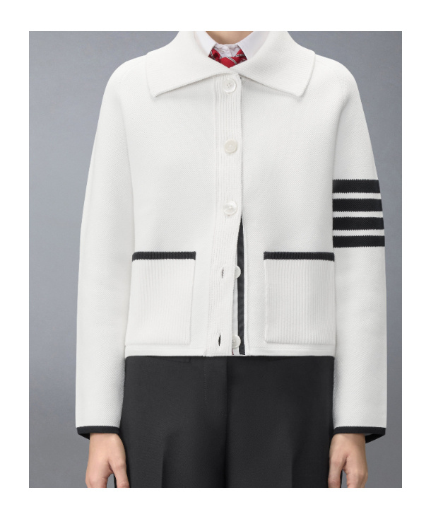 Thom Browne 4-bar-stripe Jacket In White