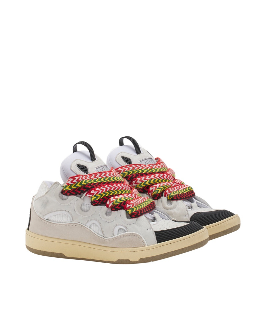 Lanvin Exaggerated Silhouette Leather And Rubber Sneakers In Nude