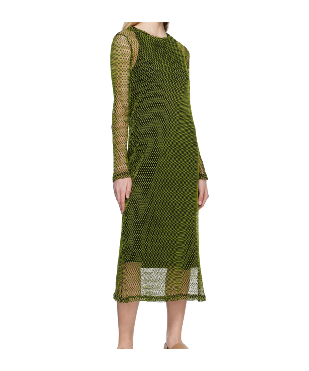 Song For The Mute Round Neck Dress In Green