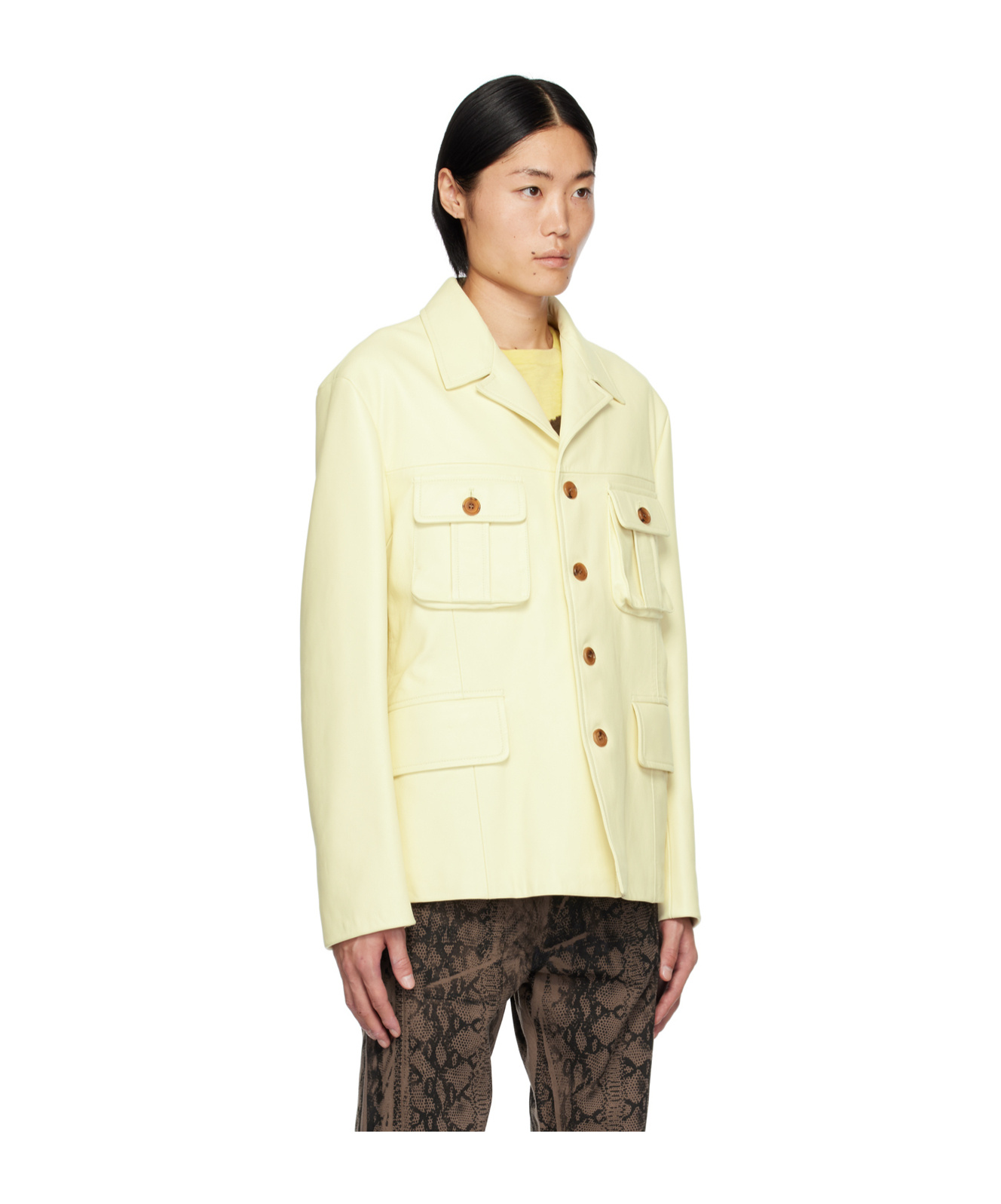 PAUL SMITH PAUL SMITH X COMMISSION FLAT COLLAR LEATHER JACKET