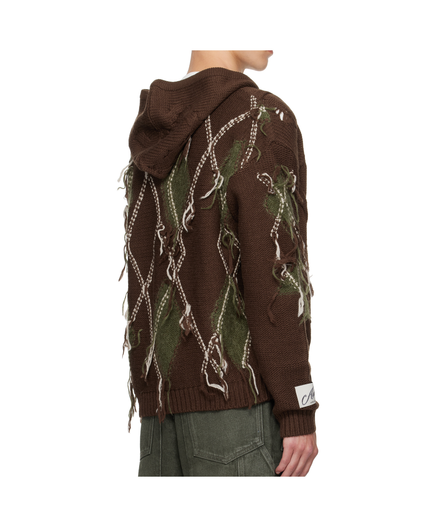Andersson Bell Brown Argyle Fisherman Zip-up Hoodie In Brown