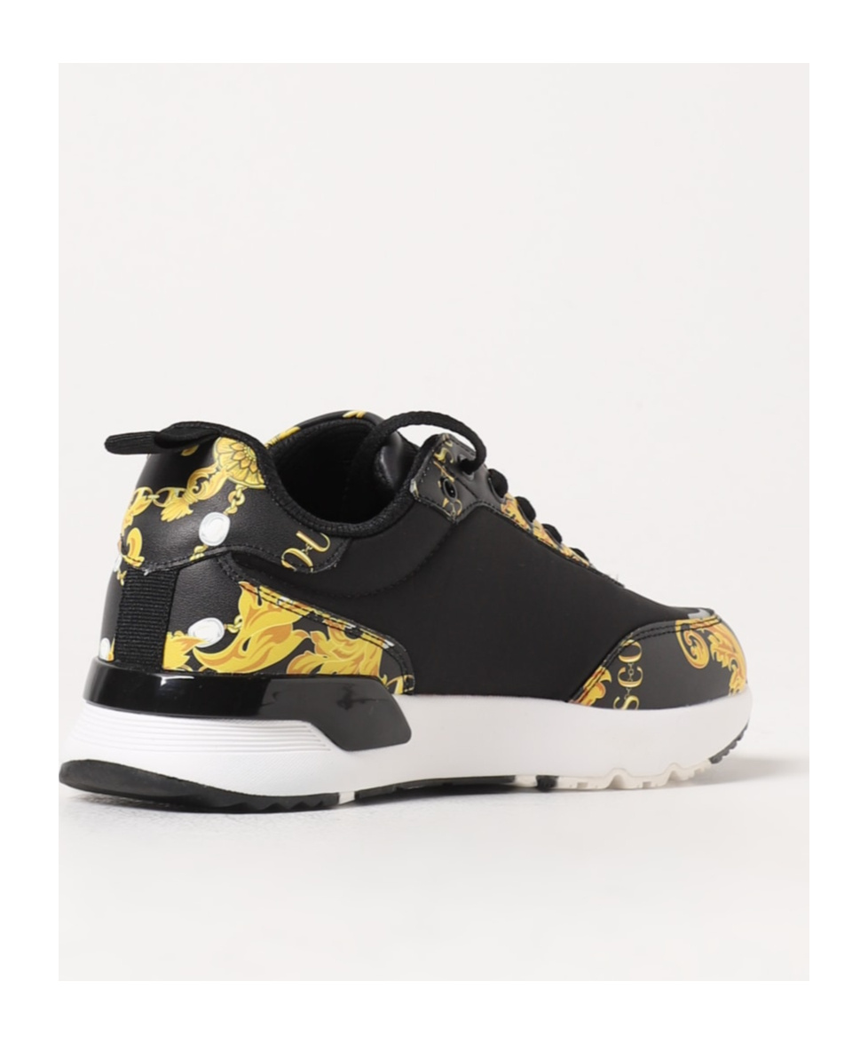Versace Jeans Baroque-pattern Low-top Sneakers In Black