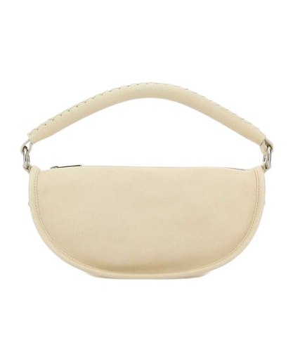 Burberry Curved Leather Handbag Metal Hardware In White