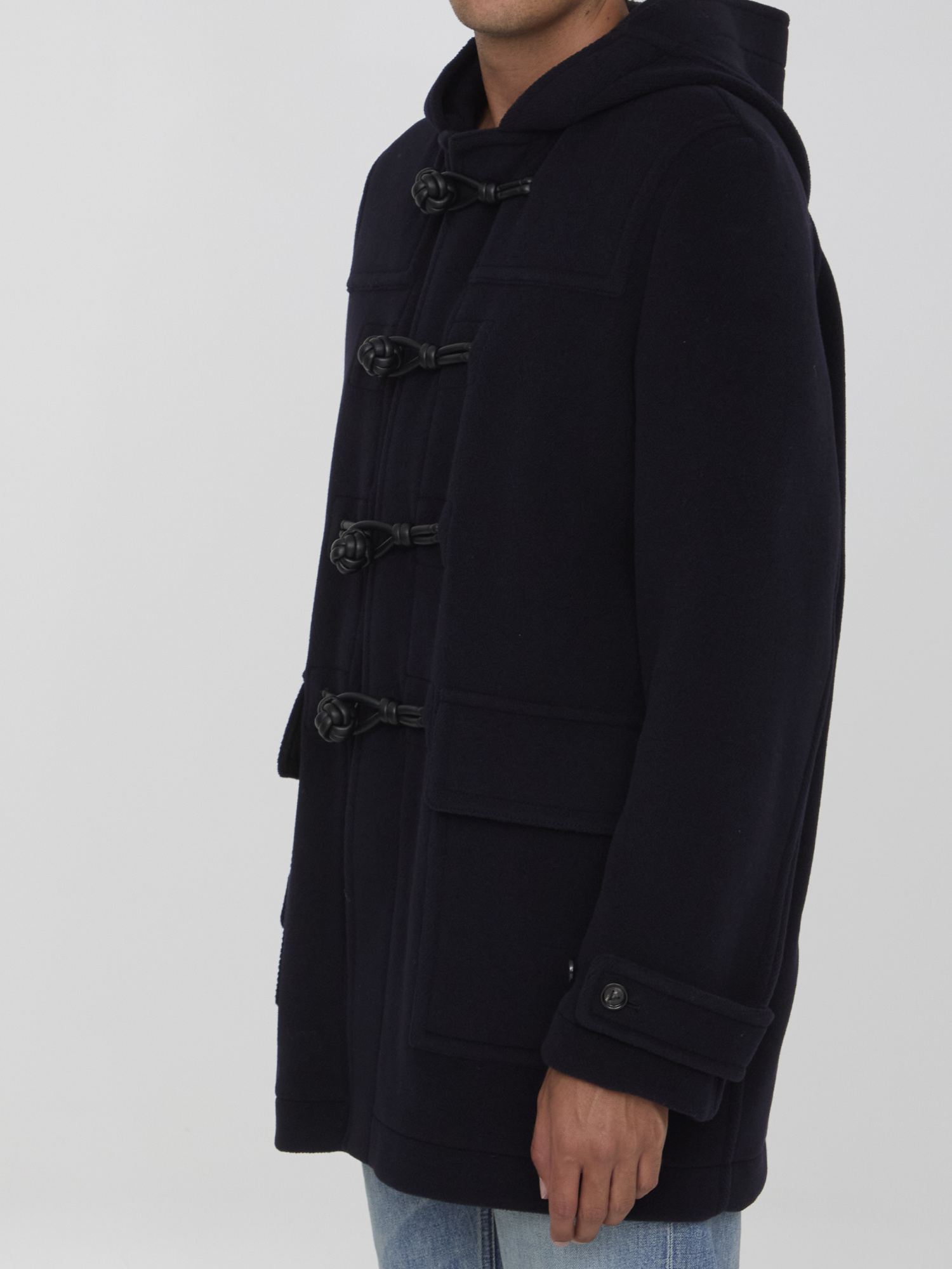 Bottega Veneta Men Montgomery Short With Leather Details In Black