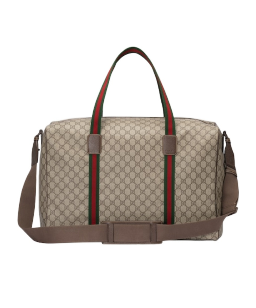 Gucci Large Duffle Bag With Web In Nude