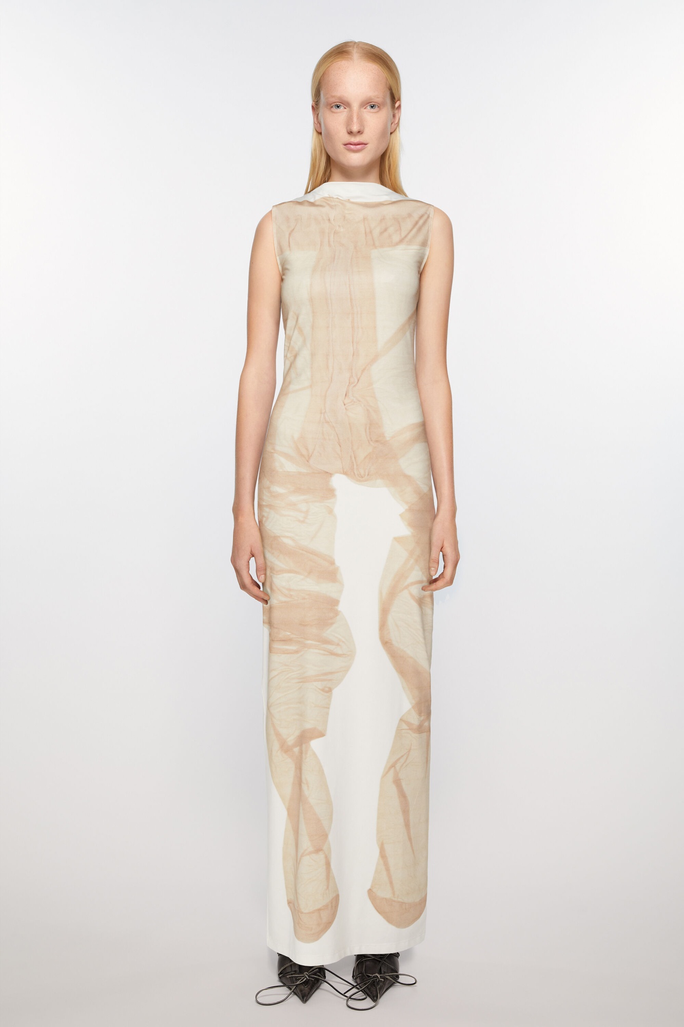 Acne Studios Mock-neck Maxi Dress In Nude