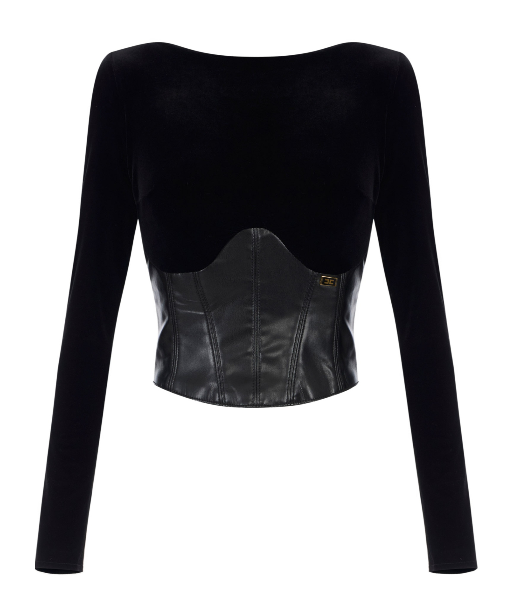 Elisabetta Franchi Velvet Bustier Top In Black