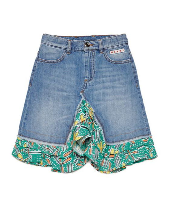 Marni Printed-trim Denim Skirt