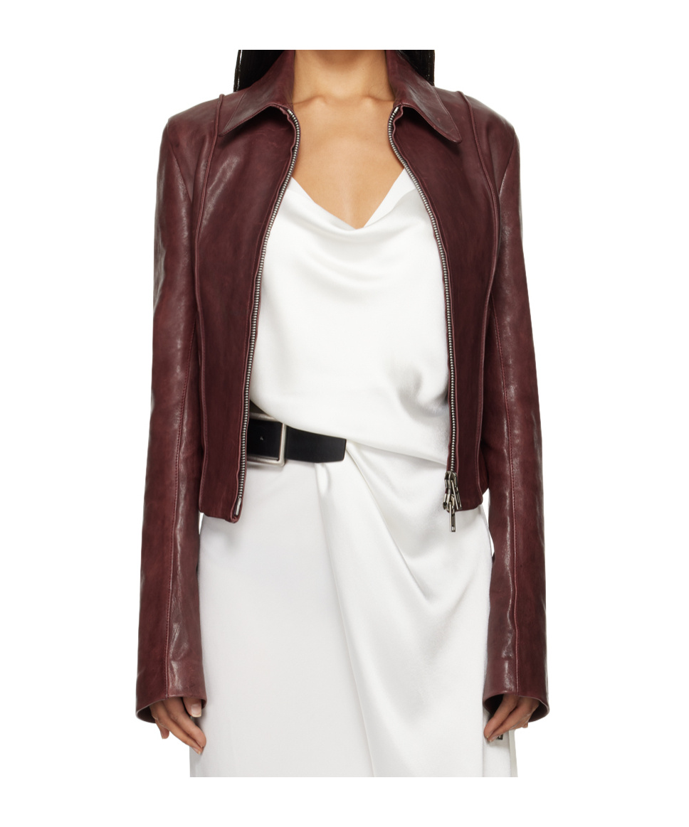 Ann Demeulemeester Long-sleeved Leather Jacket In White