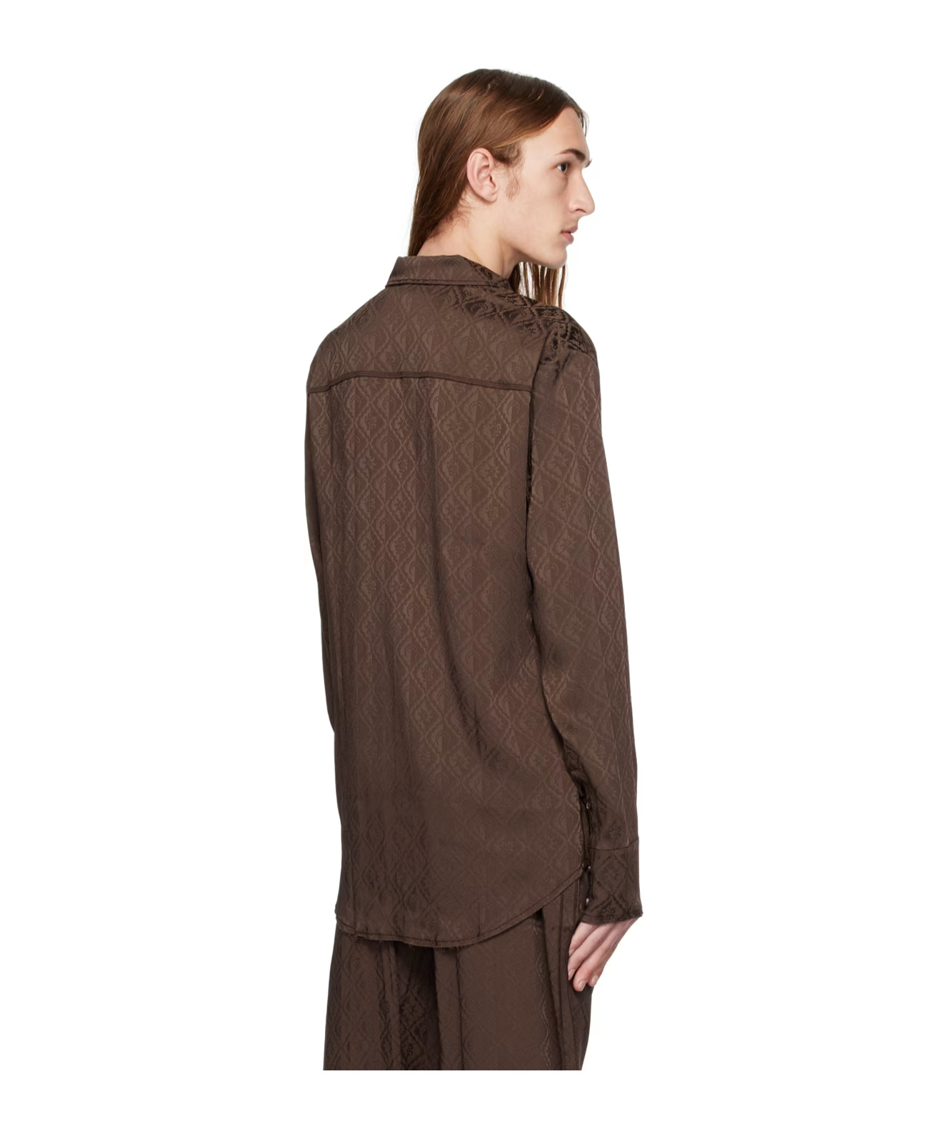 Marine Serre Moon Diamond Button Shirt In Brown