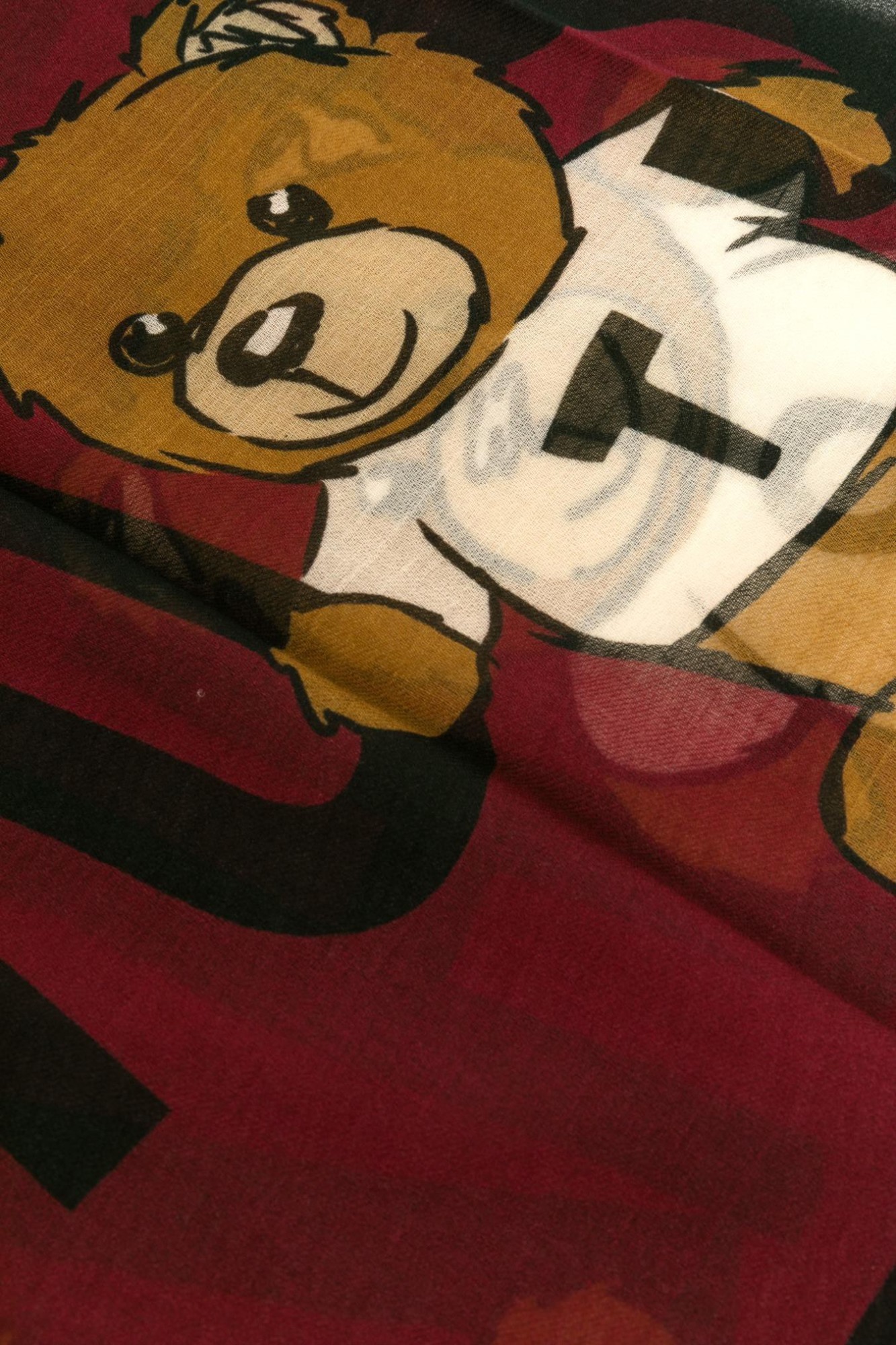 Moschino Teddy Bear Pattern Scarf. In Red