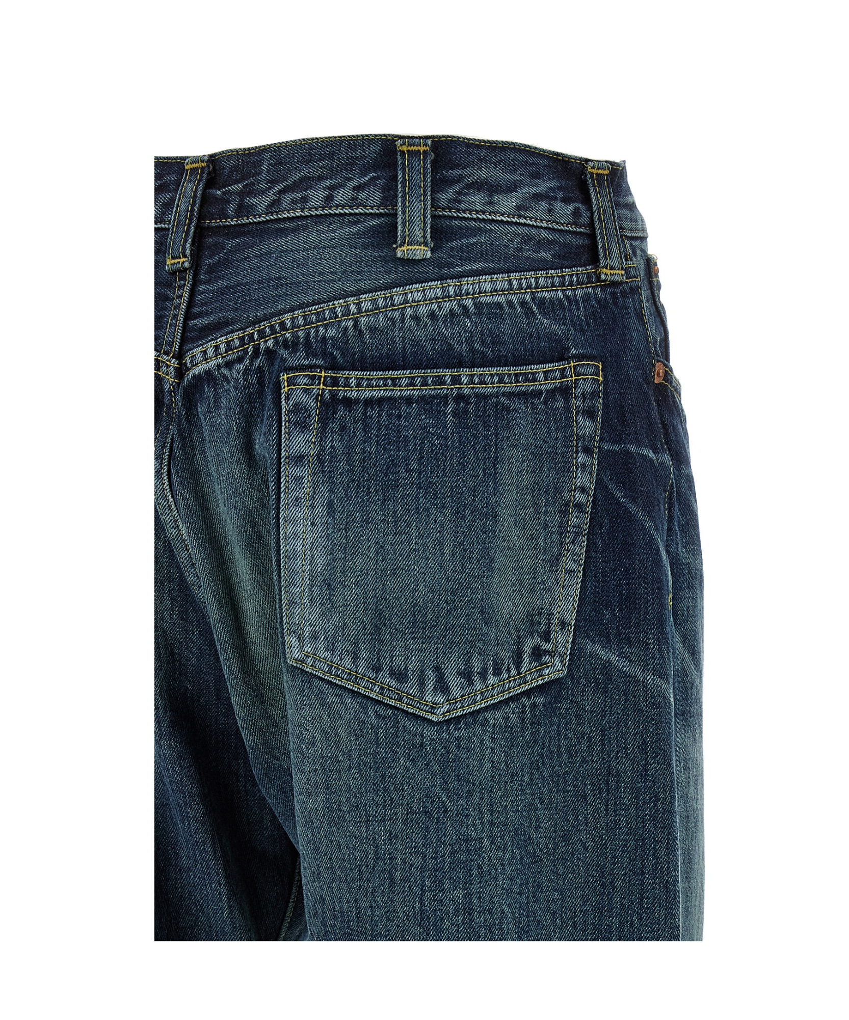 Junya Watanabe Stonewashed Denim Jeans With Textured Finish In Blue