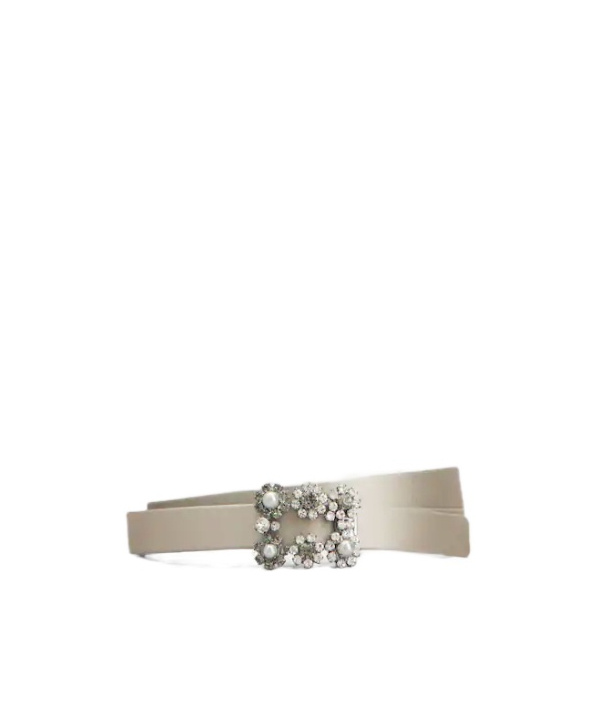 Roger Vivier Efflorescence Belt In Satin In Neutral