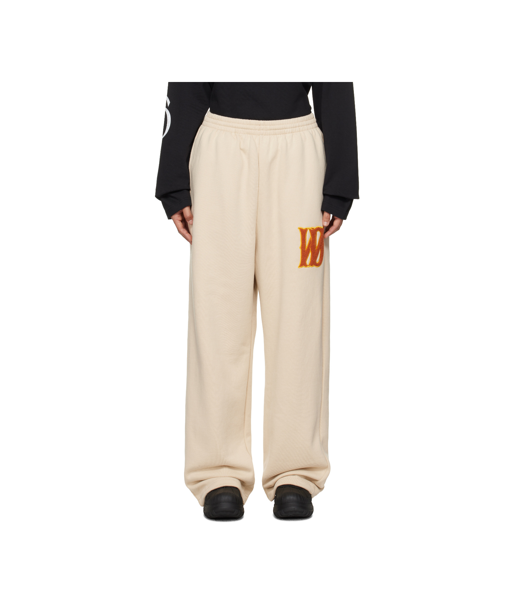 We11 Done Logo-patch Track Pants In Nude