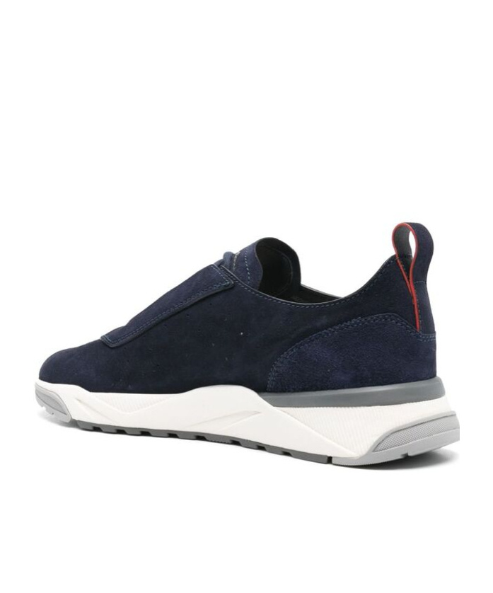 Santoni Suede Sneakers Contrast Sole In Black
