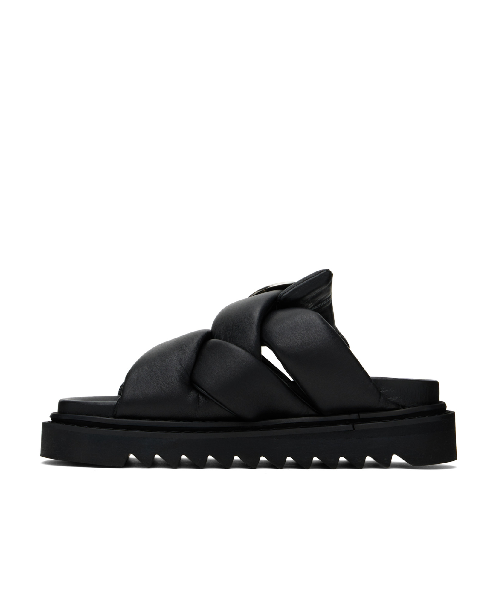 Toga Virilis Black Padded Leather Sandals In Black