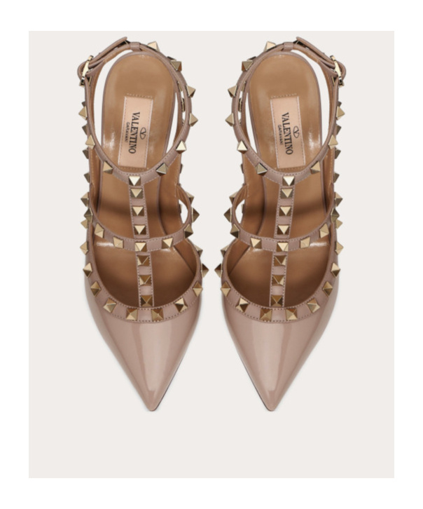 Valentino Rockstud Pointed Toe Caged Pumps In Neutral