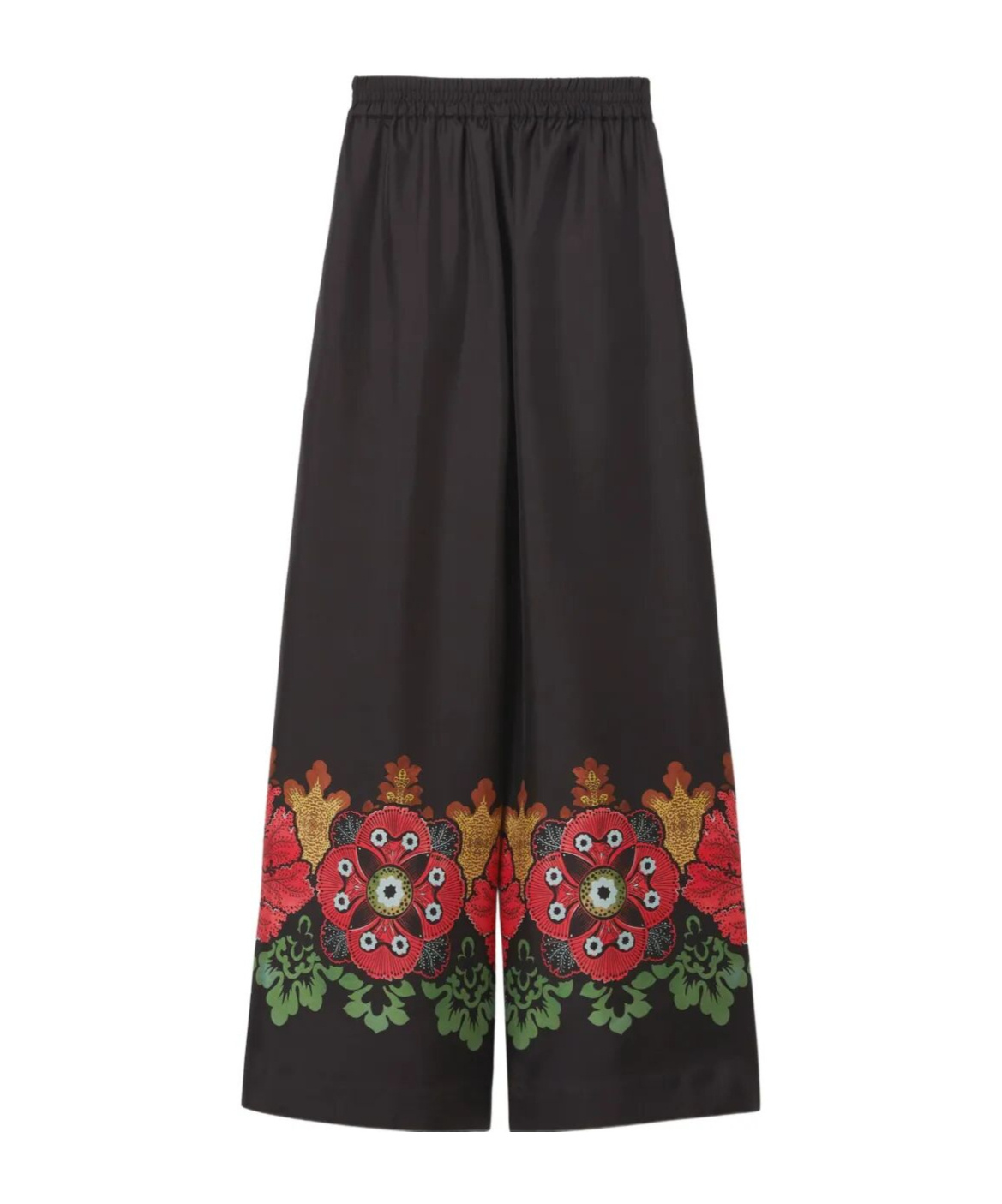 La Doublej Printed Silk Twill Palazzo Pants In Black