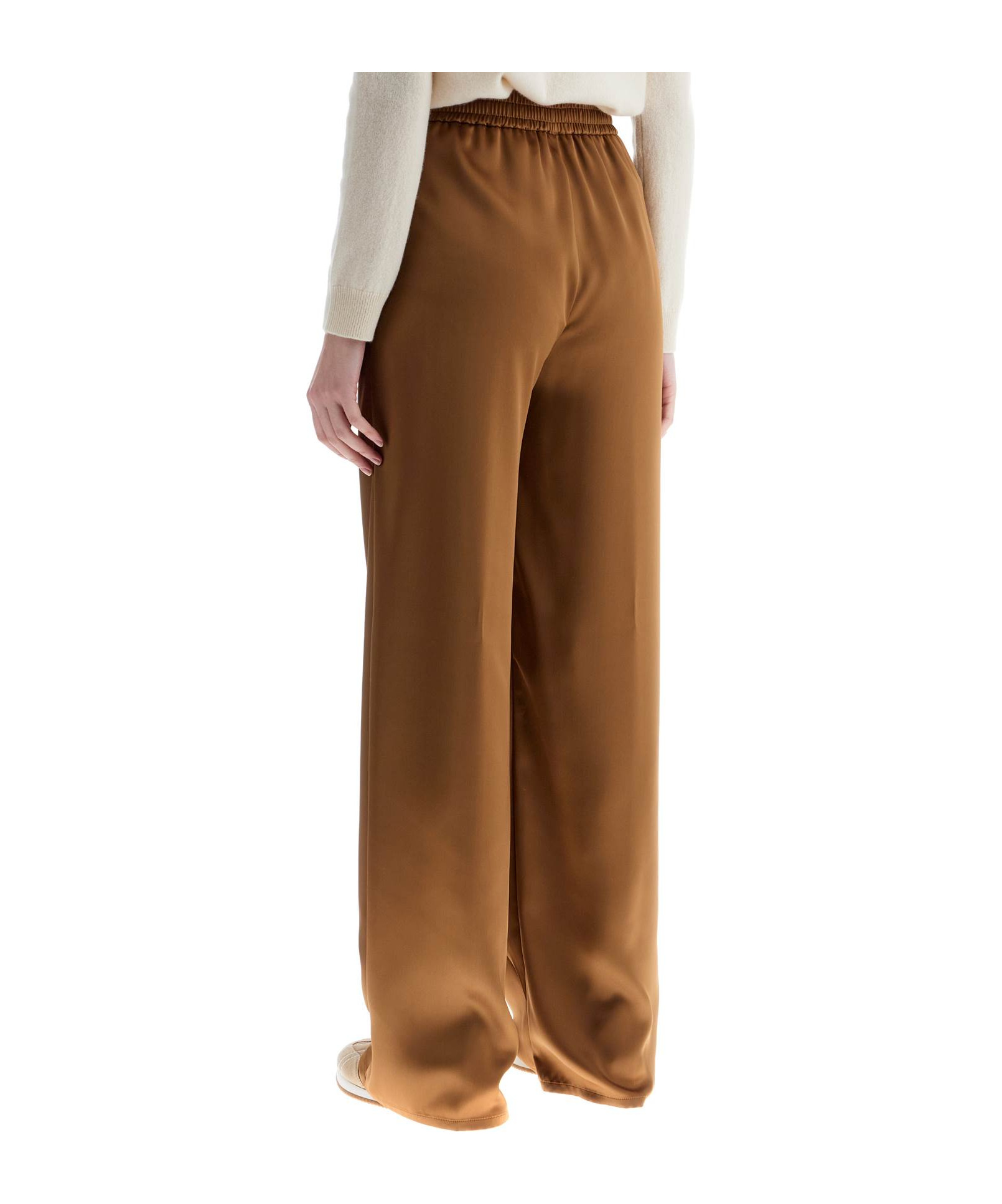 Herno Wide Leg Camel Polyester Pants In Brown